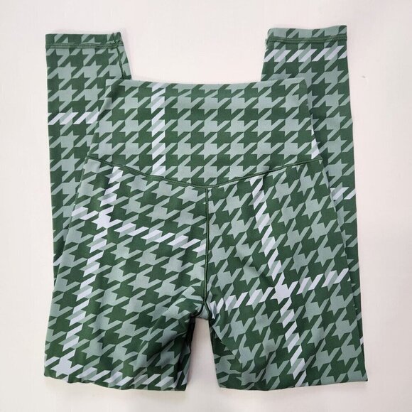 Offline By Aerie Real Me Xtra 7/8 Leggings M Green Houndstooth High Waist - Picture 11 of 12